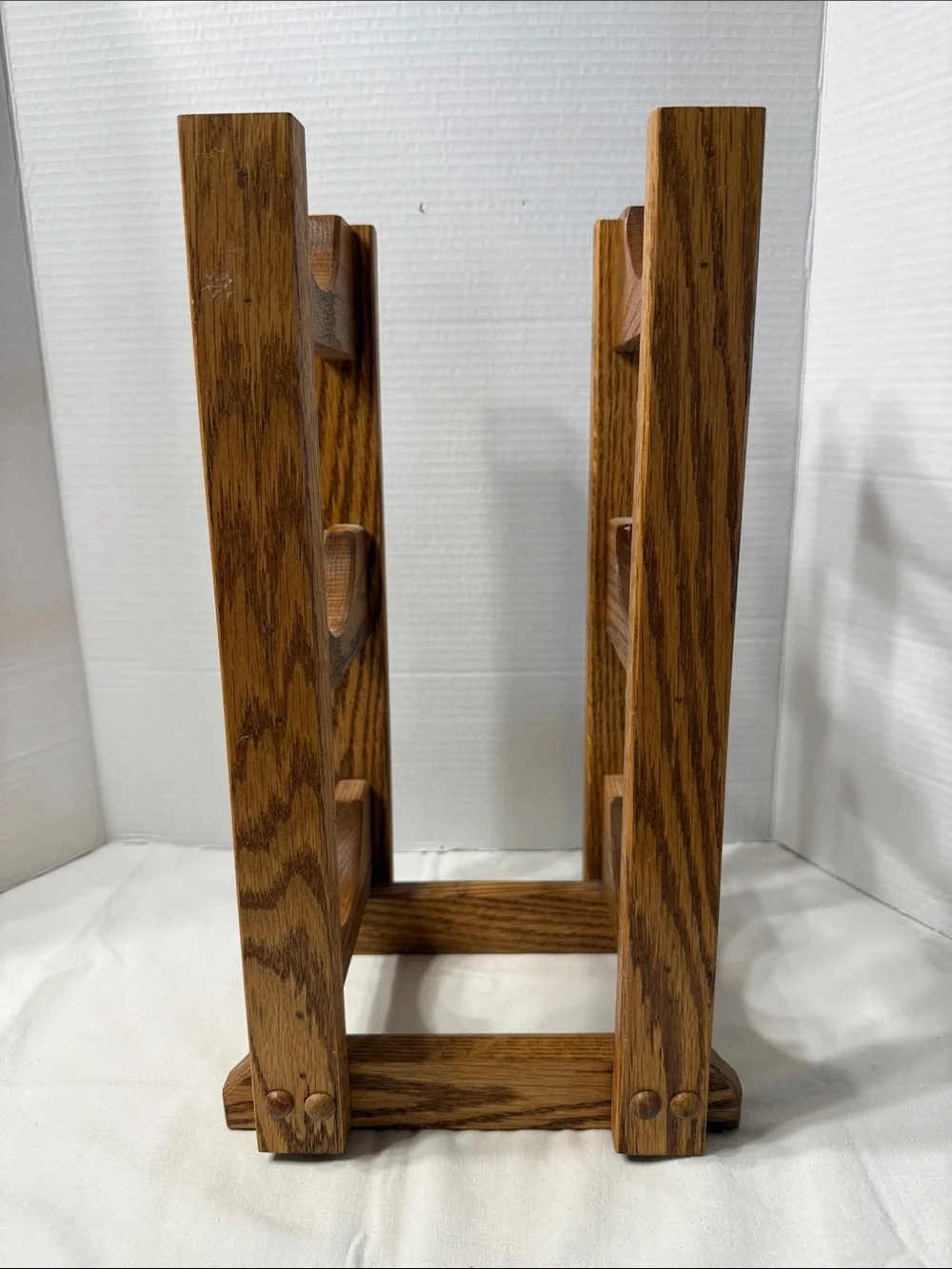 Artisan Crafted Solid Oak 3 Bottle Wine Holder Stand or Bath Towel Rack - Brown
